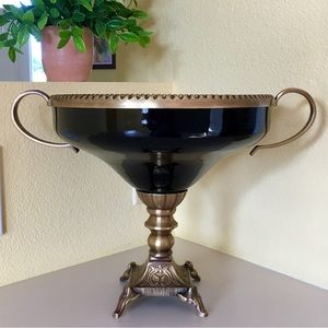 Black and Brass Pedestal Bowl